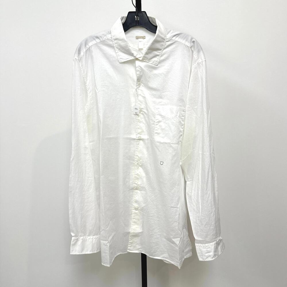 Massimo Alba White Italian Cotton Long Sleeve Signature Badge Shirt XXL Button